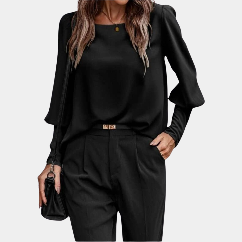 Women's Blouse – Long Sleeves – Round Neck – Elegant and Comfortable
