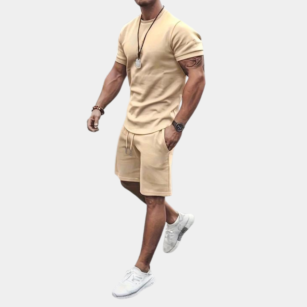 Herre Todelt Sæt - Slim Fit - Kortærmet T-Shirt & Shorts - Åndbart Casual Look