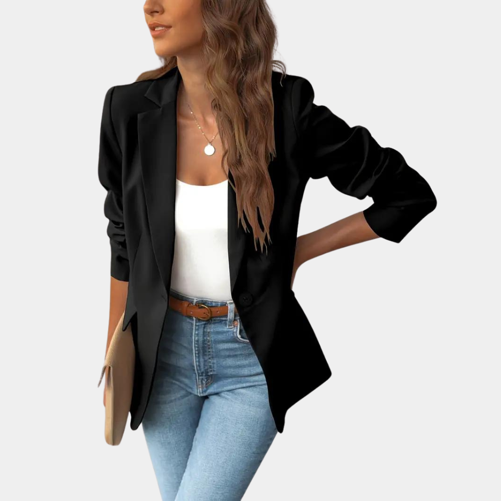 Dame Blazer - Figursyet Enkeltradet - Klassisk Revers - Elegant & Alsidig