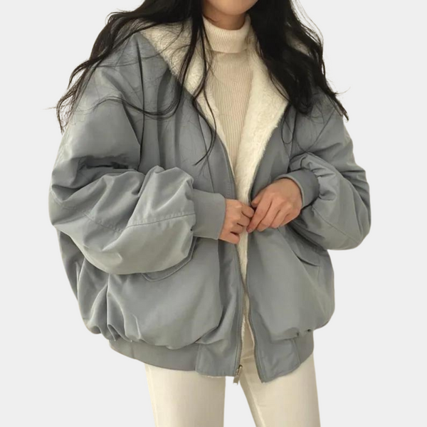 Women's Bomber Jacket - Oversized Fit - Soft and Warm - Zipper Closure