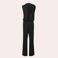 Women's Jumpsuit - Sleeveless with High Neck - Asymmetrical Drape - Elegant and Stylish