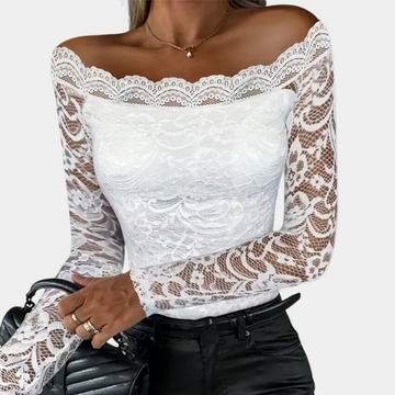 Dame Blondetop – Off-Shoulder – Elegant Blonder – Langærmet – Figursyet