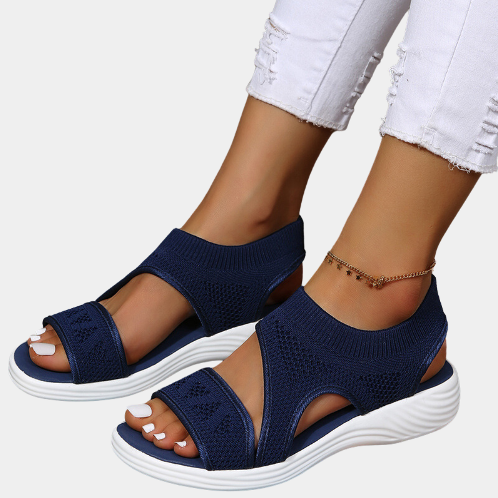 Women's Sandals – Soft Knitted Upper – Open Toe – Comfortable Sole – Slip-on Design