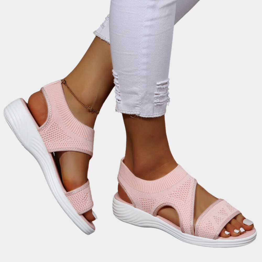 Women's Sandals – Soft Knitted Upper – Open Toe – Comfortable Sole – Slip-on Design