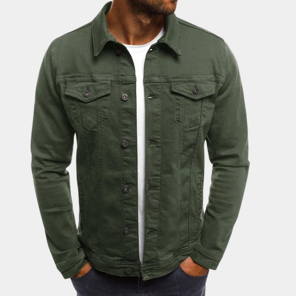 Men's Denim Jacket - Classic Fit - Button Closure - Chest Pockets - Long-Sleeved