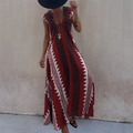 Women's Maxi Dress - Sleeveless V-neck - Light and Loose Fit - Geometric Pattern