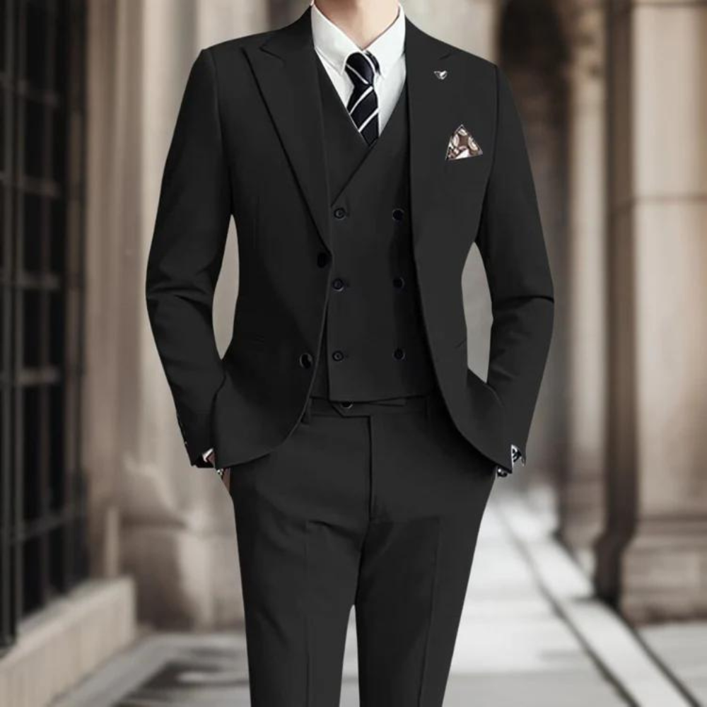 Slim Fit Double-Breasted Wool Blend Suit Jacket