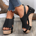 Women's Wedge Sandals - Open Toe - Adjustable Strap - Comfortable Platform