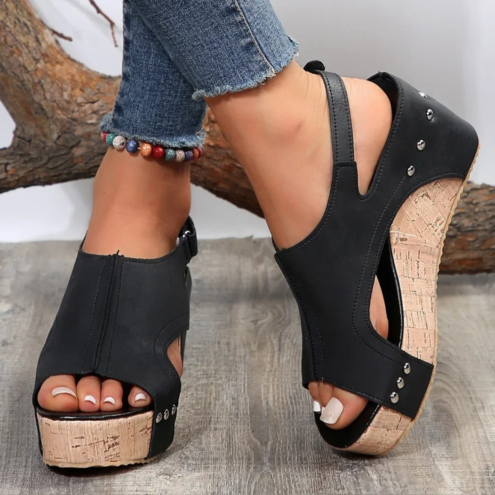 Women's Wedge Sandals - Open Toe - Adjustable Strap - Comfortable Platform