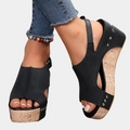 Women's Wedge Sandals - Open Toe - Adjustable Strap - Comfortable Platform