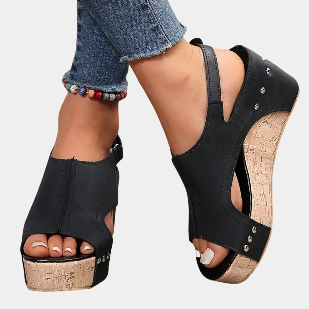 Women's Wedge Sandals - Open Toe - Adjustable Strap - Comfortable Platform