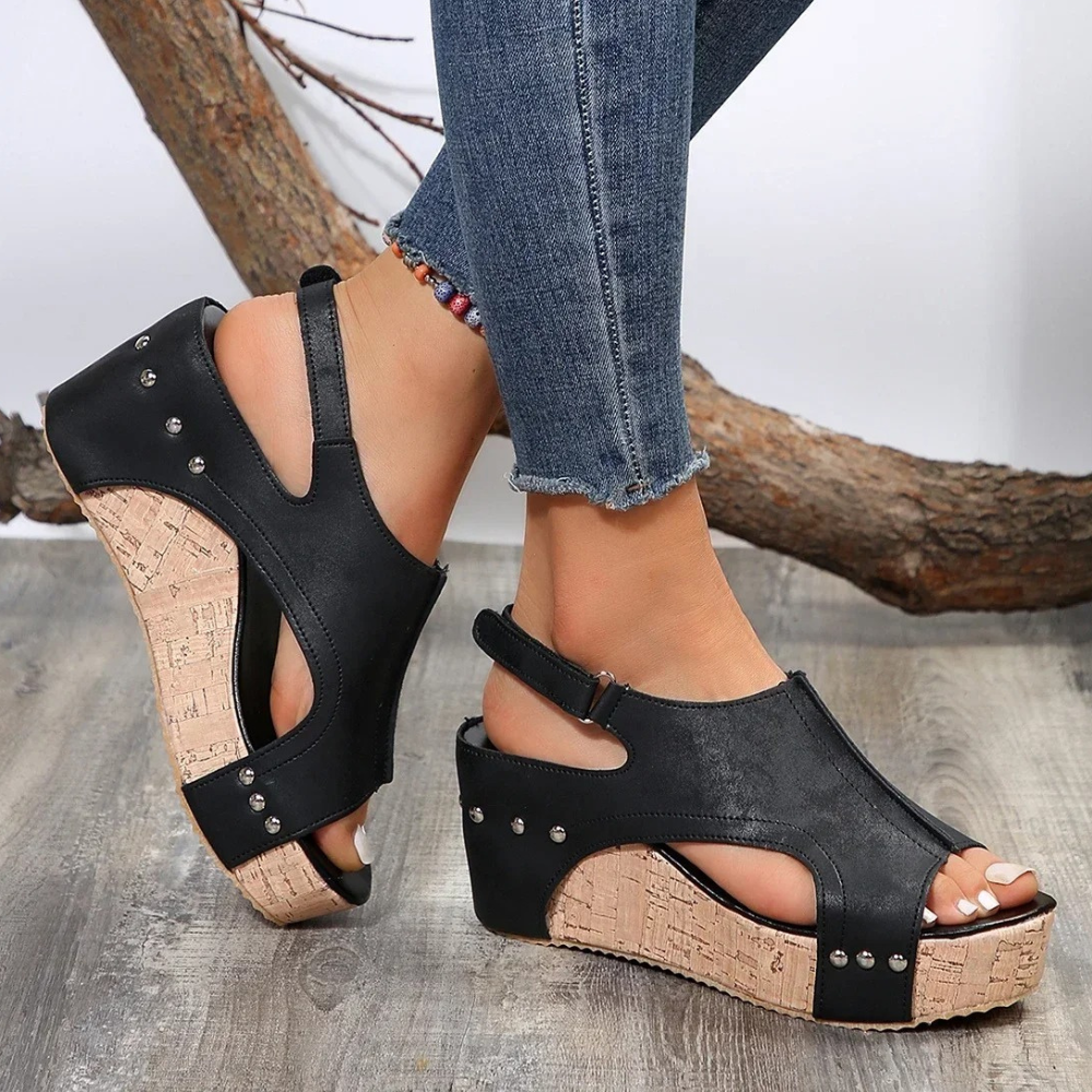 Women's Wedge Sandals - Open Toe - Adjustable Strap - Comfortable Platform
