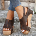 Women's Wedge Sandals - Open Toe - Adjustable Strap - Comfortable Platform