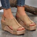Women's Wedge Sandals - Open Toe - Adjustable Strap - Comfortable Platform