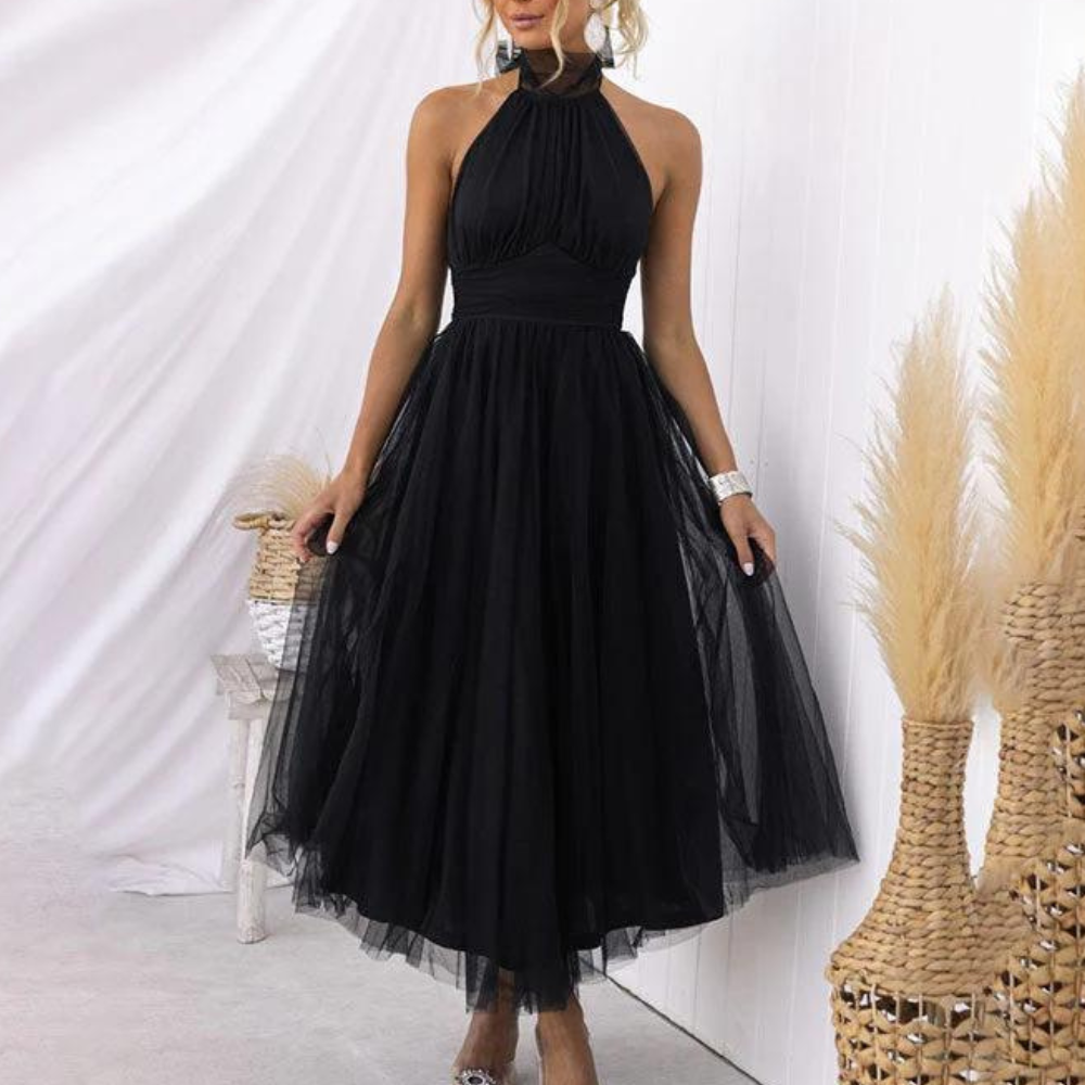 Women's Halterneck Dress - Light and Flowy - Elegant Party Dress in Midi/Long Length