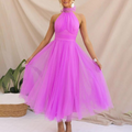 Women's Halterneck Dress - Light and Flowy - Elegant Party Dress in Midi/Long Length