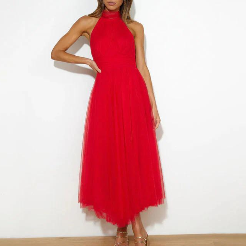 Women's Halterneck Dress - Light and Flowy - Elegant Party Dress in Midi/Long Length