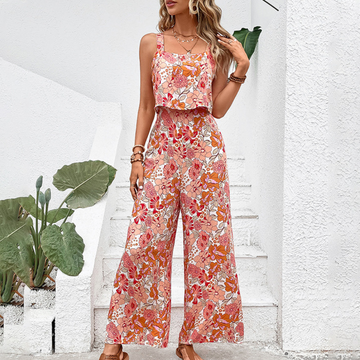 Lightweight Breathable Floral Print Jumpsuit