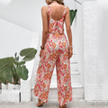 Women's Jumpsuit - Sleeveless Floral Print - Loose Fit - Lightweight and Breathable
