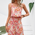 Women's Jumpsuit - Sleeveless Floral Print - Loose Fit - Lightweight and Breathable