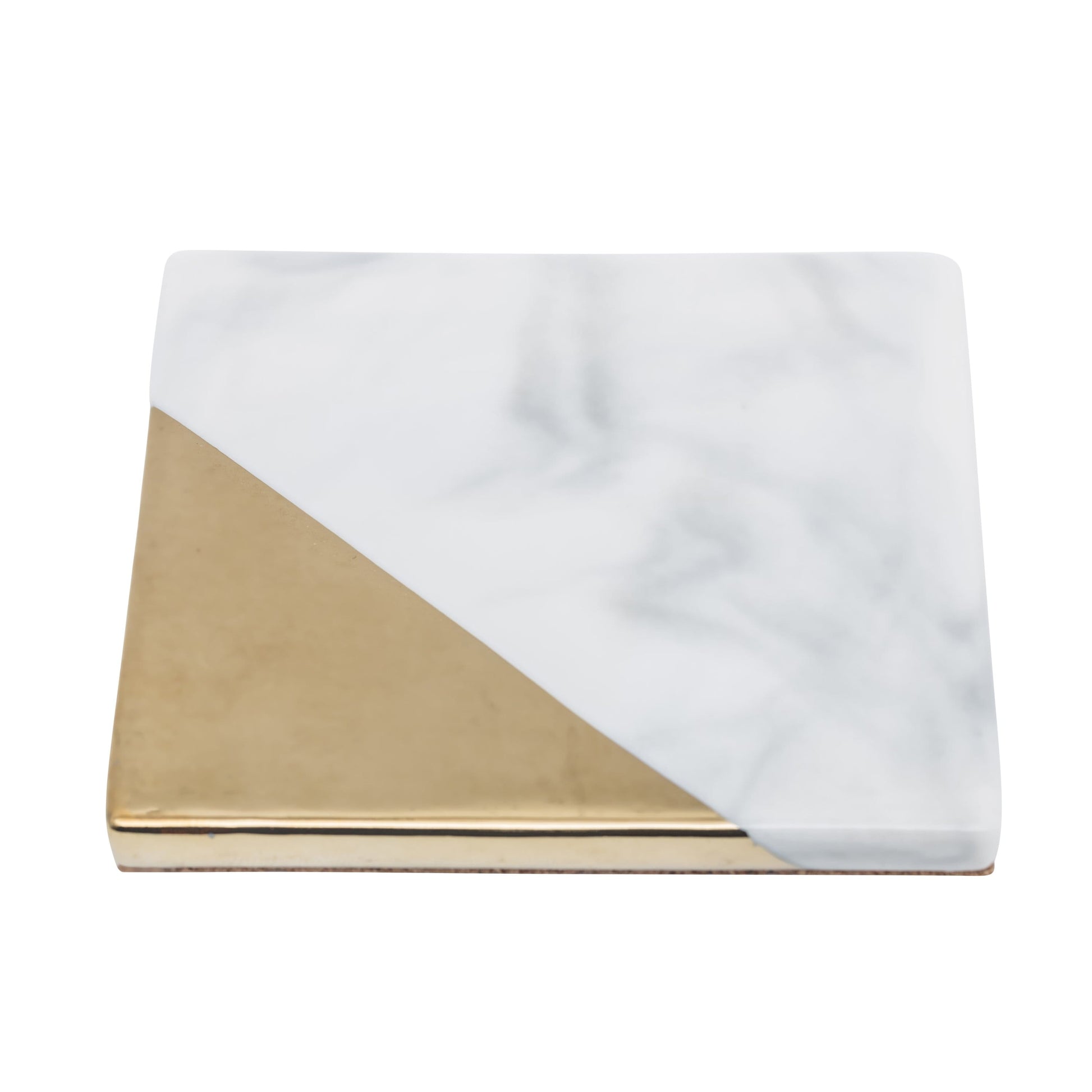 Marble Minimalist Stackable Metal-Accented Coaster