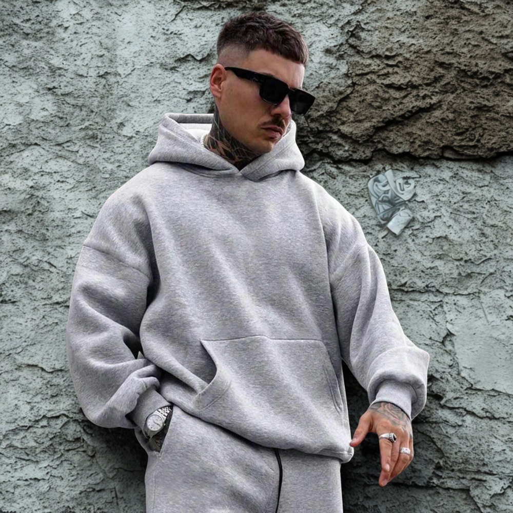 Knit Fleece Oversized Fit Ribbed Hoodie