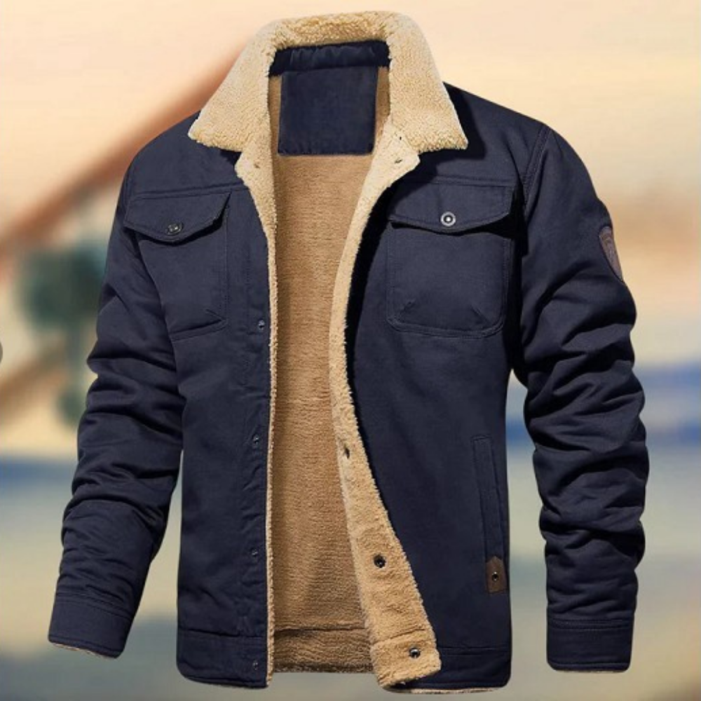 Sherpa Collar Cotton Blend Relaxed Fit Jacket