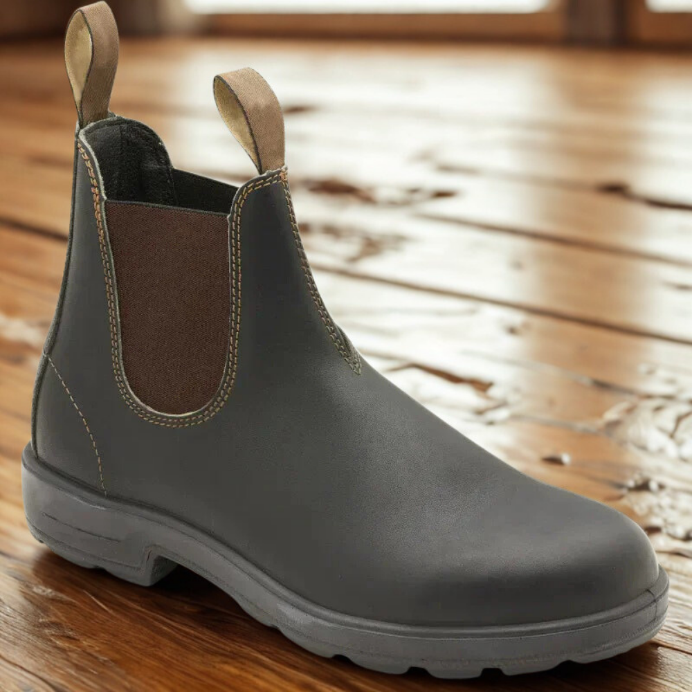 Leather Elastic Gusset Ankle Boots