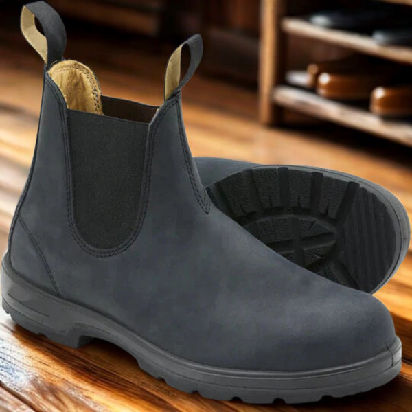 Men’s Boots - Leather - Ankle Length - Elastic Side Gussets