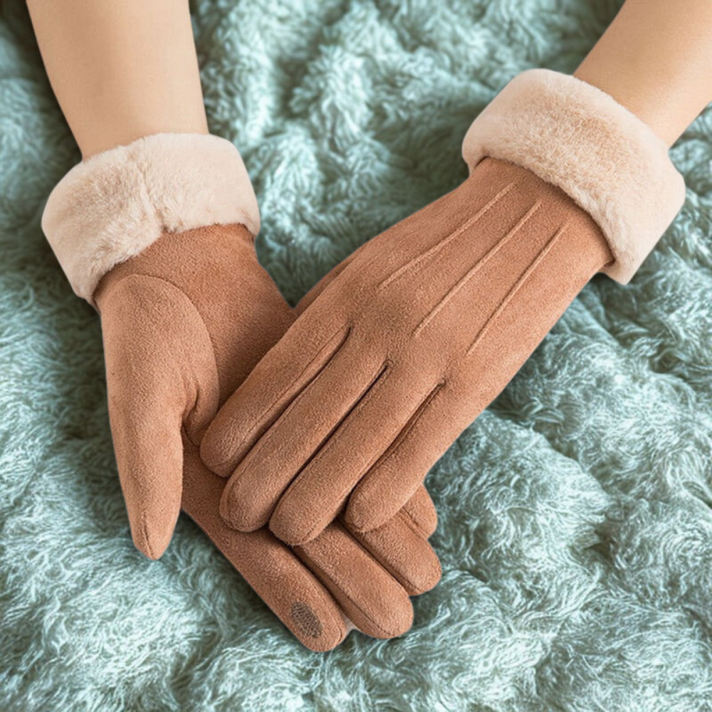 Suede-Like Touchscreen Faux Fur Cuff Gloves