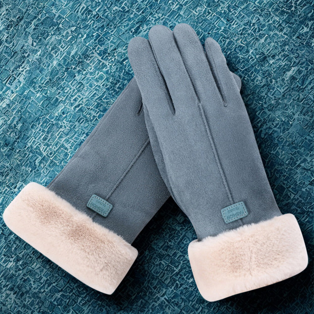 Suede-Like Touchscreen Faux Fur Cuff Gloves