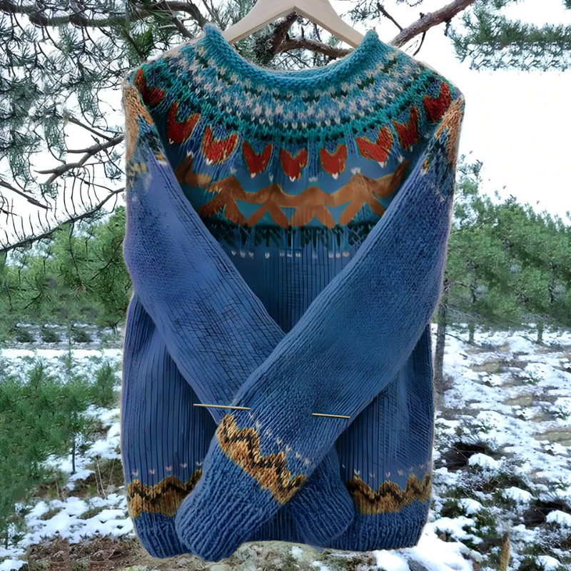 Fair Isle Yoke Wool Pullover Sweater
