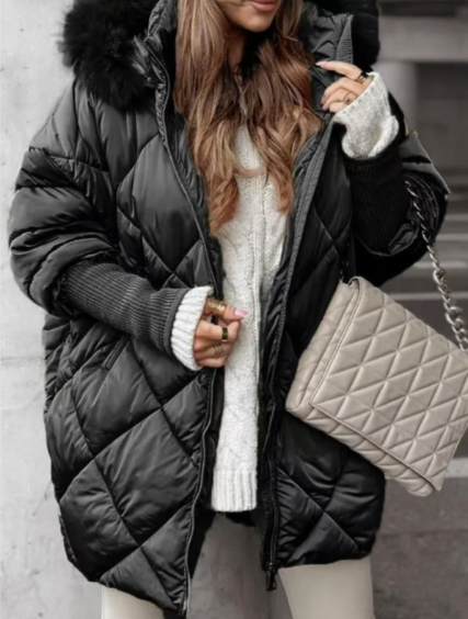 Faux Fur Hood Quilted Oversized Puffer Coat
