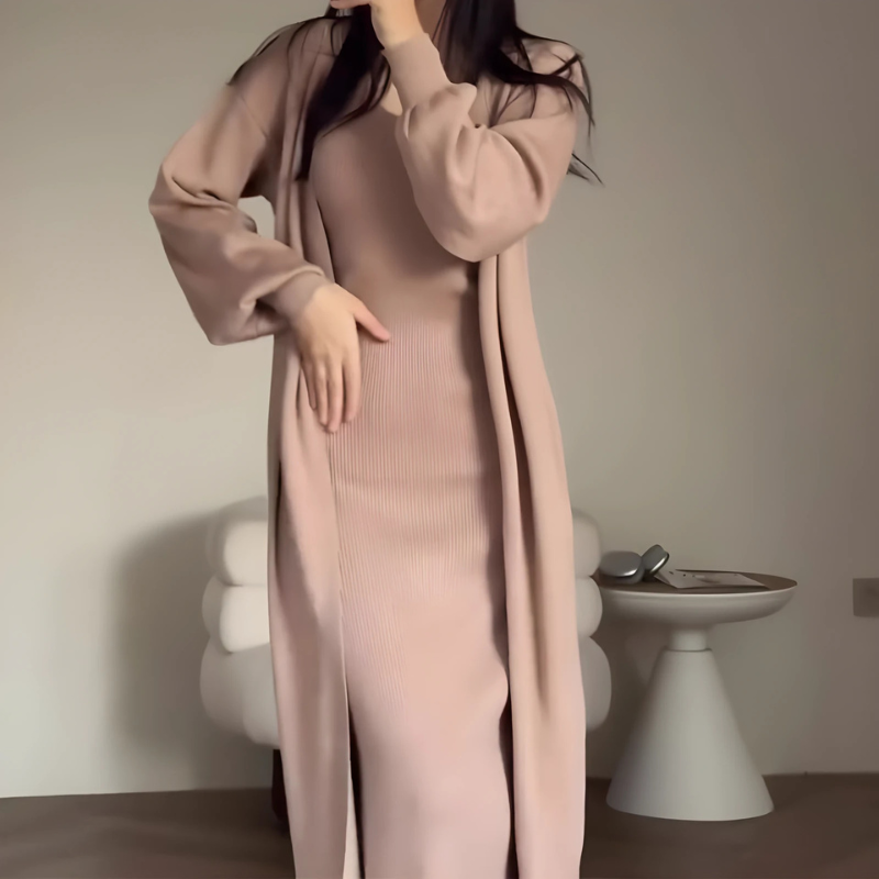 Ribbed Knit Slim Fit Two-Piece Set