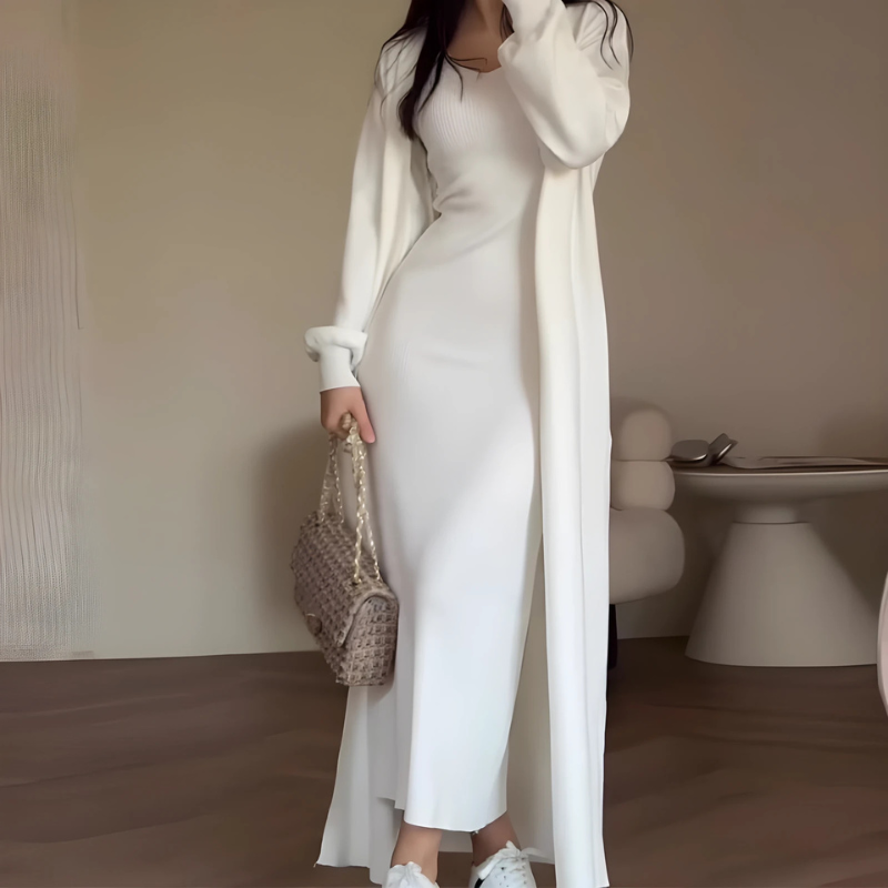 Ribbed Knit Slim Fit Two-Piece Set