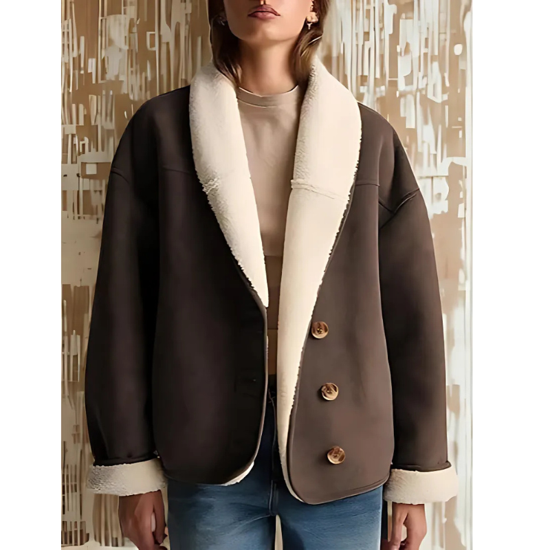 Shearling Lined Faux Suede Jacket