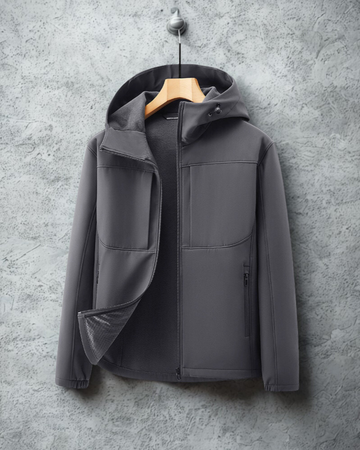 Fleece Lined Adjustable Hood Softshell Jacket