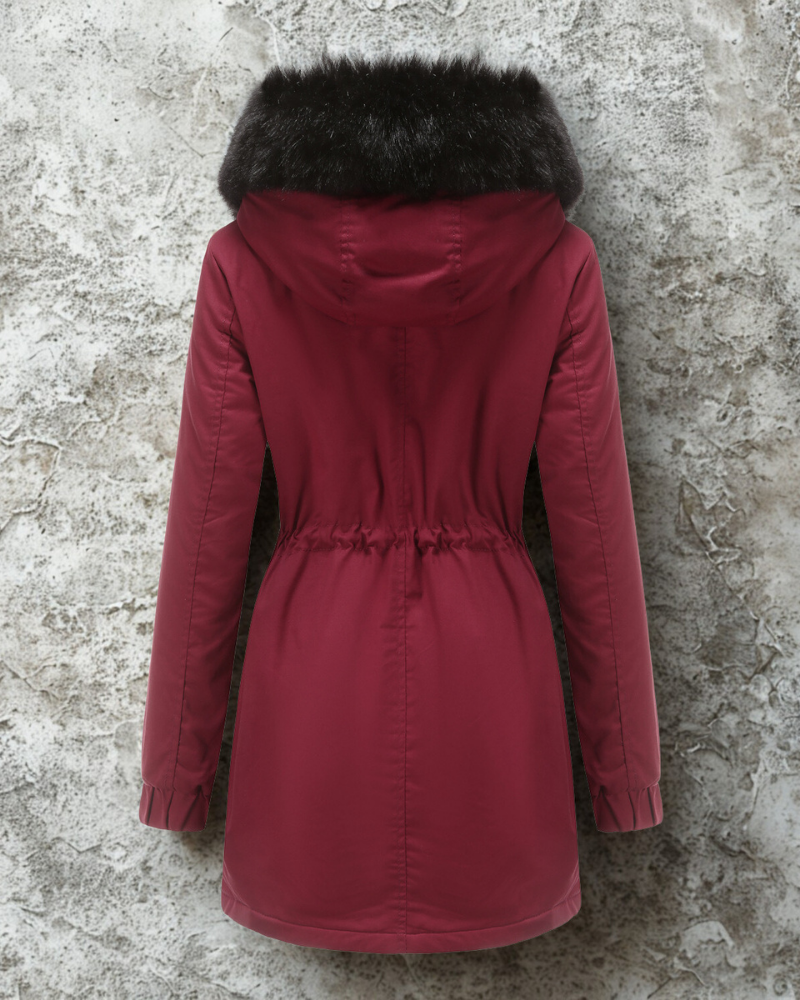 Weather Resistant Faux Fur Hood Parka Jacket
