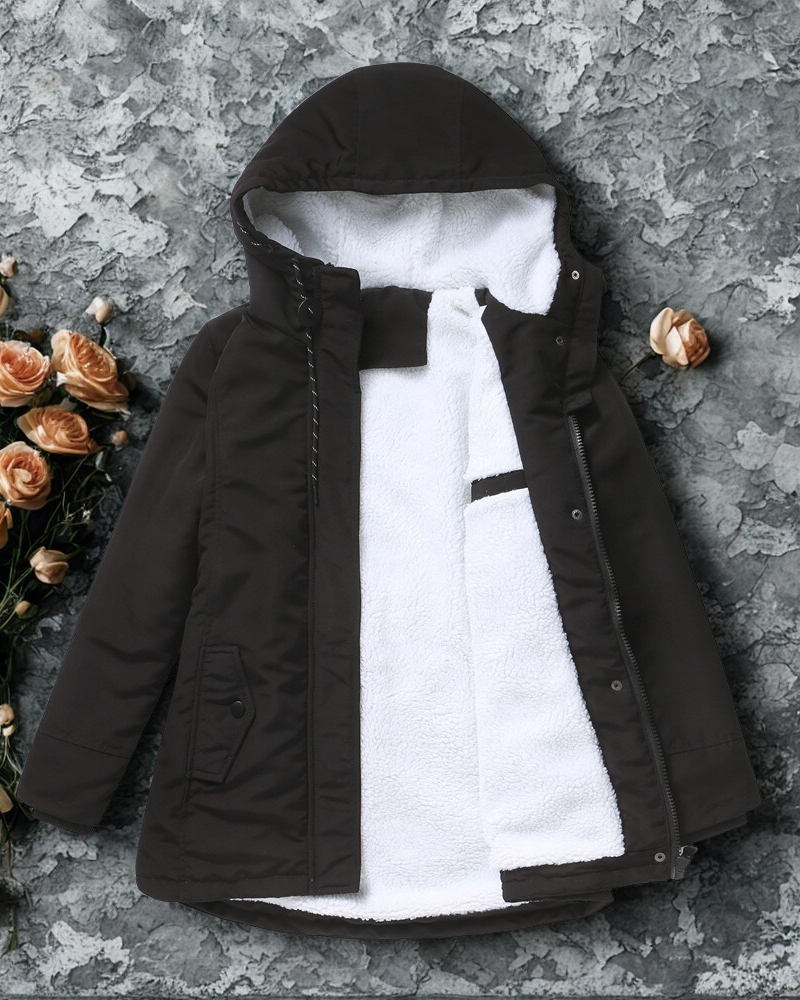 Plush-Lined Relaxed Fit Hooded Jacket
