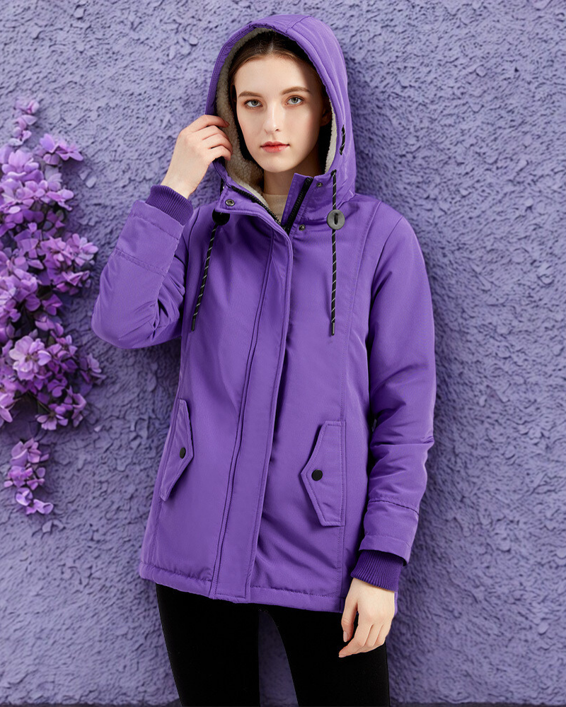 Plush-Lined Relaxed Fit Hooded Jacket