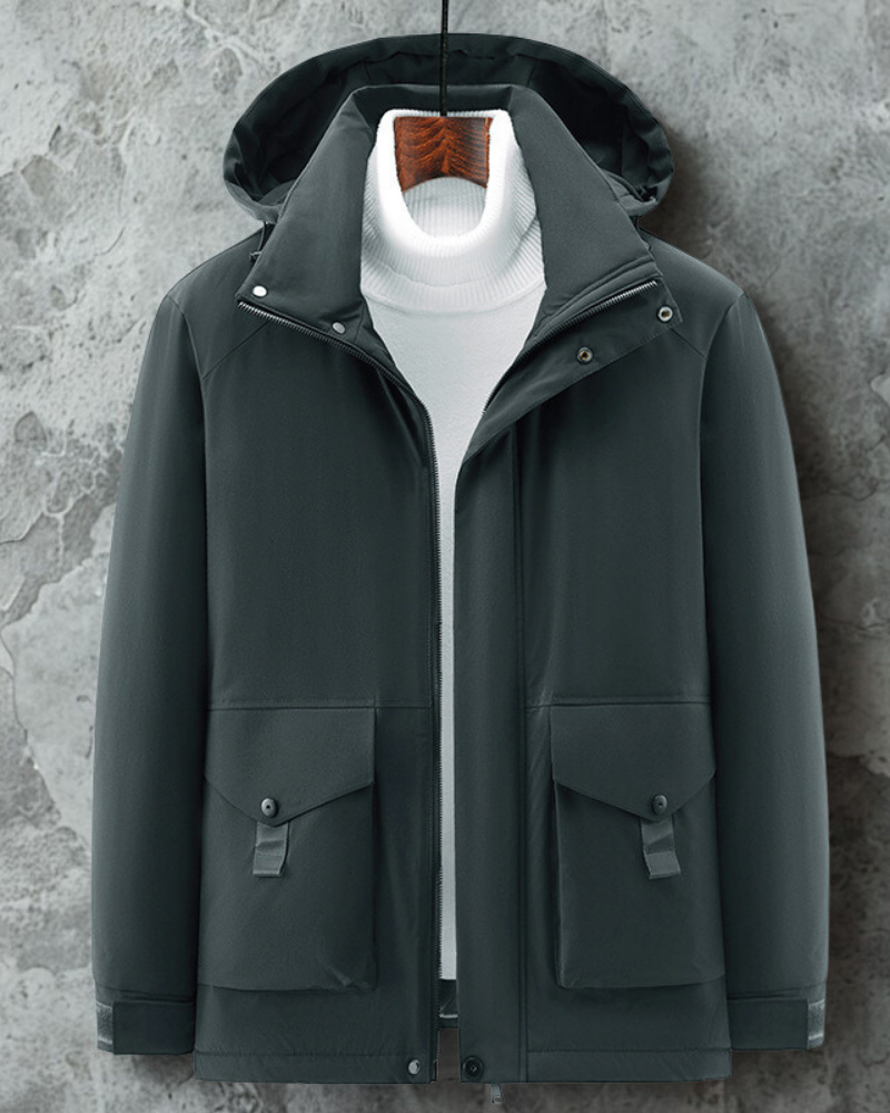 Insulated Padded Mid-Length Hooded Jacket