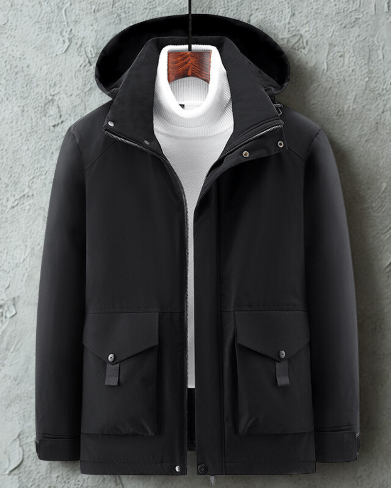 Insulated Padded Mid-Length Hooded Jacket
