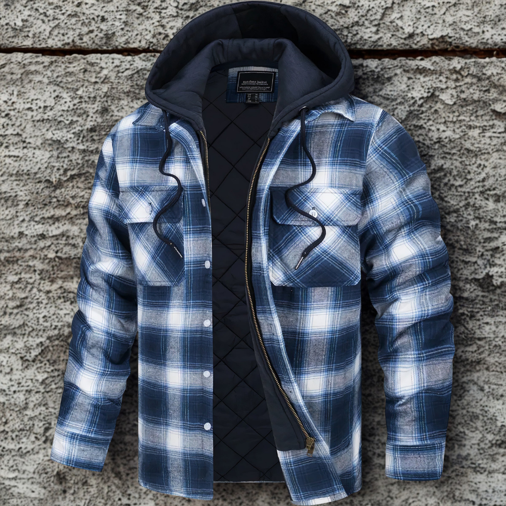 Plaid Flannel Hooded Relaxed Fit Jacket
