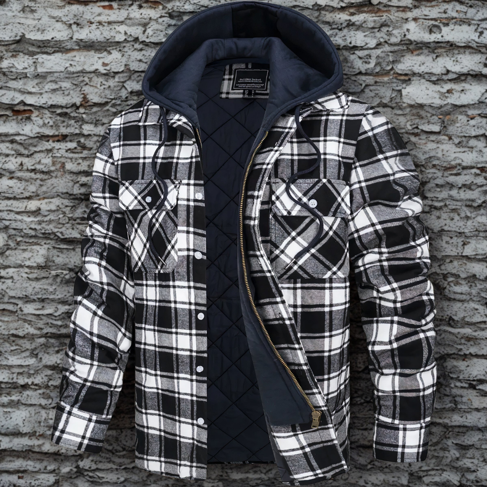 Plaid Flannel Hooded Relaxed Fit Jacket