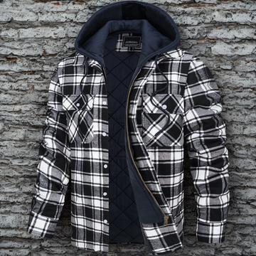 Plaid Flannel Hooded Relaxed Fit Jacket