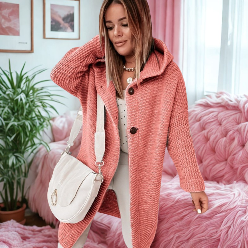 Oversized Chunky Knit Hooded Cardigan Sweater
