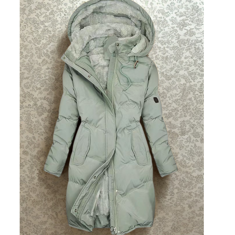 Quilted Adjustable Plush Hood Puffer Coat