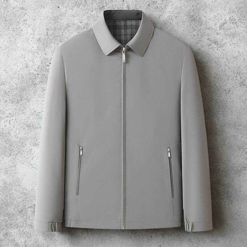 Spread Collar Plaid Lined Jacket