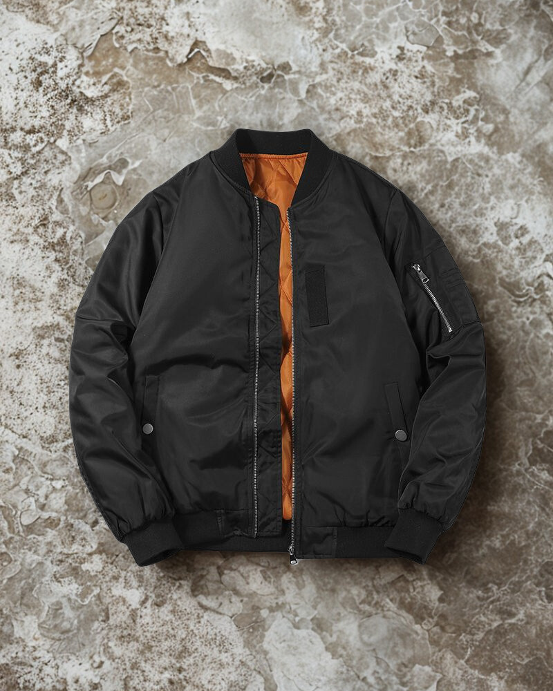 Quilted Lining Relaxed Fit Bomber Jacket