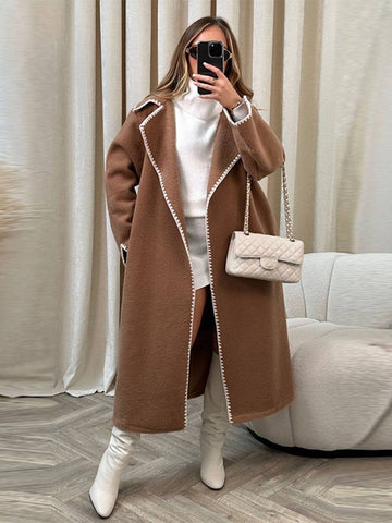 Wool Loose Fit Maxi Notched Lapel Coat